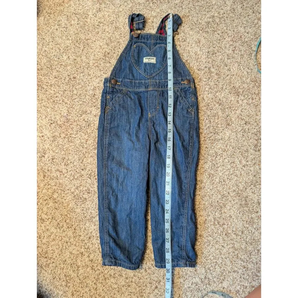 OshKosh B’gosh Kids Denim Overalls Size 3T Classic Blue Jeans Bib Overalls Lined